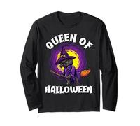 Regina di Halloween Divertente Gatto Nero Strega Maglia a Manica