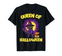 Regina di Halloween Divertente Gatto Nero Strega Maglietta