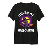 Regina di Halloween Divertente Gatto Nero Strega Maglietta Premium