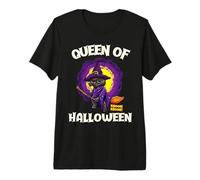 Regina di Halloween Divertente Gatto Nero Strega Maglietta Premium