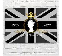 Regina Elisabetta II Royal Memoriale B&w Union Jack Bandiera A4 Metallo Insegna