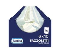 Regina Fazzoletti Tascabili - 16 Confezioni da 6 Pacchetti con 10 Fazzoletti, 4 Soffici Veli, Pratici Pacchetti Super Sottili, 5 Varianti Grafiche Accattivanti, Carta 100% Certificata FSC