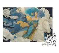 Regina Guerriera Mitica Puzzle 1000 Pezzi Serata Gioco per Adulti Dea Cavalca un Nobile Cavallo Bianco tra le Nuvole Premium Robusto Vivace Stimolante Difficile Antistress 38x26cm/1000pz