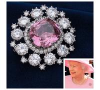 Regina Mary ’S Zaffiro Rosa Grappolo Spilla Replica Con 5A Zircone Cubico Rodio