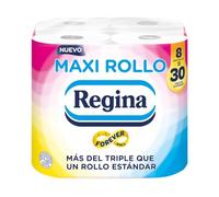 Regina Maxi Rotolo - 8 rotoli di carta igienica, 500 fogli a 2 strati per rotolo, più di triplo di un rotolo standard, confezione in plastica riciclata al 60%, carta 100% certificata FSC®