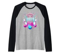 Regina Pin Shirt Bowler Bowling League per Le Regine del Bowling Maglia con Maniche Raglan