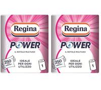 Regina Power Carta Multiuso, 1 Rotolo da 250 Fogli a 2 Veli, Ottimo per la Pulizia di ogni Superficie, Confezione riciclabile, Carta 100% certificata FSC (Confezione da 2)