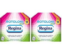 Regina Rotoloni Eco - 28 Maxi Rotoli di Carta Igienica, 500 Fogli a 2 Veli, Lunghi Più del Doppio dei Normali Rotoli, Confezione in Carta Riciclabile, Carta 100% Certificata FSC (Confezione da 2)