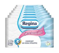Regina Sensation Extra - 28 Rotoli di Carta Igienica (7 Confezioni da 4 Rotoli), 170 Soffici Strappi a 4 Veli, Morbida e Resistente, Bianca