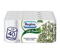Regina Soft Bamboo - 40 rotoli di carta igienica morbida a 3 strati, 160 fogli, per pelli sensibili, fibra di bambù, FSC certificato