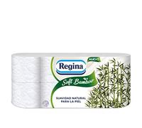 Regina Soft Bamboo - 8 rotoli di carta igienica a 3 strati, 160 fogli, morbidezza naturale per la pelle, carta igienica realizzata con fibre di bambù, confezione di carta, certificazione FSC