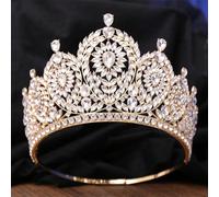 Regina Strass Tiaras Corone Per Le Donne Nuziali Diadema Di Nozze Partito Dei Capelli Del Vestito Dei Monili H295 Oro