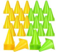 Reginary 40 coni piccoli da 17,8 cm, per sport, calcio, bici, allenamento ad ostacoli, in plastica, per il traffico, per sport, pattinaggio, attività al chiuso e all'aperto, costruzione, feste (giallo