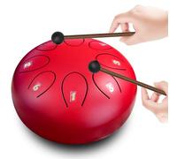 REGIS Tamburo a percussione in acciaio, 15,2 cm, 8 note, tamburo antipioggia, per esterni, regalo musicista per familiari e amici (rosso)