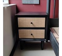 Registra semplice retrò, comodino con 2 cassetti decorati in rattan fatti a mano, letto di stoccaggio d tavolo, mobile laterale, per mobili per la camera da letto del soggiorno (colore in legno scuro