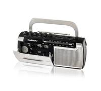 Registratore a cassette radio AM/FM Daewoo - Alimentazione a batterie - Jack da 35 mm - Microfono integrato - Altoparlante integrato - Maniglia per il trasporto - Grigio