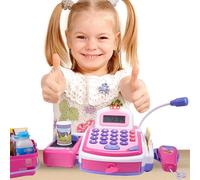 Registratore Cassa Giocattolo Bambini Scanner Microfono e Cestino Gioco Spesa