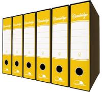 Registratore con Custodia 6 Pezzi Dorso da 8cm Raccoglitore ad Anelli A4 Faldoni Portadocumenti per Ufficio e Archivio, Registratore a Leva Raccoglitori Documenti Giallo, UNI (285x313mm)