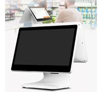 Registratore di cassa a doppio schermo con monitor capacitivo impermeabile da 15,6 pollici per piccole imprese, ristoranti, vendita al dettaglio, generi alimentari, supermercato