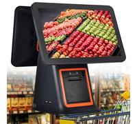 Registratore di cassa all-in-one con monitor LCD touchscreen da 15,6", doppio display, CPU i5, 8GB+128GB, soluzione completa come registratore di cassa telematico per negozi e ristoranti Black