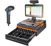 Registratore di cassa All-in-One per piccole imprese, il pacchetto POS include: monitor touch screen del cassiere, cassetto per contanti, scanner, stampante,SingleScreen