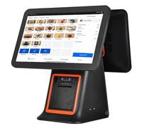 Registratore di cassa con doppio touch screen da 15,6 pollici, sis-tema POS per piccole imprese, registratore di cassa intelligente all-in-one, stampante termica da integrata, windows 10 ,Black