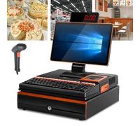 Registratore di Cassa con Sistema Pos, Monitor di Cassa con Touch Screen Lcd, Terminale Pos con Scanner Portatile, Touch Screen da 15,6 Pollici, Doppio Schermo, Cpu Dual-core I5 win7 M3