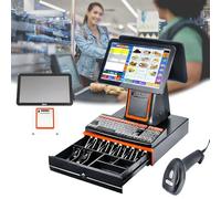 Registratore di cassa con touch screen e stampante for ricevute, registratore di cassa touch screen for piccole imprese con stampante termica for il monitoraggio dell'inventario(Black)