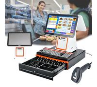 Registratore di cassa con touch screen e stampante for ricevute, registratore di cassa touch screen for piccole imprese con stampante termica for il monitoraggio dell'inventario(White)