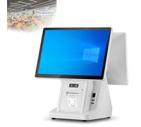 Registratore Di Cassa Doppio Touch Screen Da 15,6 Pollici, Pos Per Piccole Imprese, Stampante Termica Integrata Da 58 Mm, Supporta Oltre 30 Lingue, 8 Gb Di Ram, Ssd Da 128 Gb/256 Gb, Per Supe I5 128G