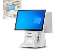 Registratore di cassa doppio touch screen da 15,6 pollici, sistema POS per piccole imprese, stampante termica integrata da 58 mm, 8 GB di RAM, SSD da 128 GB/256 GB, supporta oltre 30 lingue, i5 256G