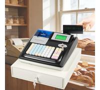 Registratore di cassa elettronico con stampante per ricevute, supporta 3 metodi di pagamento, 200 reparti, 10.000 articoli, 50 cassieri e 9 impostazioni di aliquota IVA.(Black)