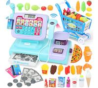 Registratore di Cassa Giocattolo per Bambini, con Supermercato, Scanner, Calcolatrice, Microfono e Soldi Finti - Giochi di Ruolo Educativi con Suoni Bambini 3 4 5 6 Anni