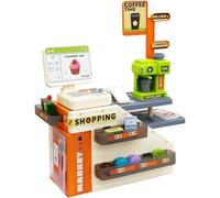 Registratore di Cassa Giocattolo,Supermercato Giocattolo per Bambini con Scanner(con luci e suoni),Macchine per il Caffè, Soldi Finti, e Altri Accessori,cassa bambini supermercato 3+ Anni