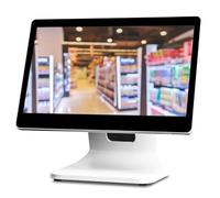 Registratore di cassa professionale da 15,6 pollici touch screen PC POS, HD multi-touch angolo regolabile intelligente per piccole imprese supermercati vendita al dettaglio droghiere