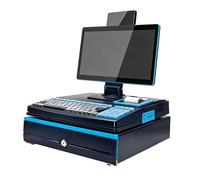 Registratore di cassa touch professionale, registratore di cassa all-touch, design touch screen LCD da 15,6", for negozio, bar, salone di bellezza, ristorante(Blue,Double-sided)