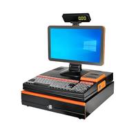 Registratore di cassa touch professionale, registratore di cassa all-touch, design touch screen LCD da 15,6", for negozio, bar, salone di bellezza, ristorante(Orange,Single-sided)