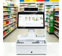 Registratore di Cassa Touchscreen 14'' per Piccole Imprese 8+128G-White | Sistem POS con Scanner Codici a Barre, Tastiera, Cassetto Contanti, 58mm Printer, Cassa Professionale per Ristoranti e Negozi