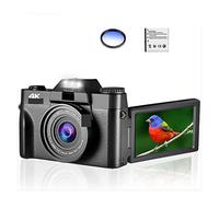 Registratore per videocamera Vlogging con videocam Videocamera digitale grandangolare 4K Vlog Videocamera for Webcam Obiettivo macro Zoom 16X 48MP Registratore selfie Flip Screen(With 32GB TF card,Wit