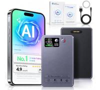 Registratore vocale AI, ToyGem Pocket AI Note Taker per conferenze | Dittafono da 64 G, supporta 152 lingue, controllo app e oltre 27 modelli, registrazione e trascrizione per affari, istruzione