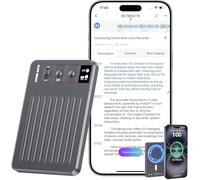 Registratore Vocale AI, Trascrizione e Sintesi, Controllo APP, Ricarica Wireless, Supporta 107 Lingue, 64GB Memoria, Registratore Audio per Lezioni, Riunioni, Chiamate, Grigio Scuro