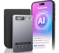 Registratore vocale con intelligenza artificiale, trascrivi e riepiloga con tecnologia AI, controllo tramite app, supporta 152 lingue, custodia magnetica, memoria 64 GB, registratore audio per lezioni