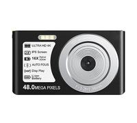 Registrazione Video Time Lapse Fotocamere Digitali Da 48 MP For Bambini Videocamera Compatta For Esterni Con Messa A Fuoco Automatica 4K UHD Scatta Nitida Fluida(64G SD Card,Black)