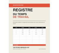 Registre du temps de travail: Décompte quotidien et récapitulatif hebdomadaire des heures effectuées par salarié - 108 fiches mensuelles individuelles