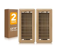 Registro da pavimento da 10,2 x 25,4 cm, con rete di copertura per ventilazione, in acciaio resistente, con filtri di ventilazione regolabili, per parete, soffitto, casa e ufficio, confezione da 2