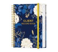 Registro dei clienti - Raccoglitore per profili dei clienti e schede alfabetiche dalla A alla Z, per saloni, parrucchieri, unghie, piccole imprese, fiori blu