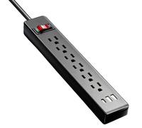 Regleta con Cable Largo,Base De Carga Con 6 Tomas - Cable de Extensión de 1.5m con Regleta, 2 USB 1 Puerto Tipo C | Para Pared, Escritorio, Dormitorio Portátil