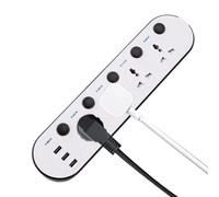 Regleta de Viaje | 4 Tomas y 3 Puertos USB | Regleta Compacta Con Protector de Sobretensión Para Hotel, CASA, Oficina y Viaje Internacional