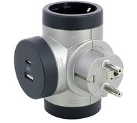 REGLETA ROTATIVA LEGRAND 694524 2 TOMAS DE CORRIENTE 1 USB A 1 USB TIPO C ALUMINIO