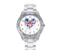 Regno Unito Bandiera del Regno Unito Cuore Uomo Business Watch Moda In Acciaio Inox Orologi Da Polso Personalizzato Facile Leggere Orologi per Le Donne